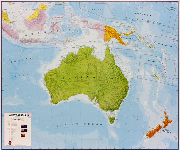 nástenná mapa Austrália politická Terra 100x120cm lamino, lišty MI