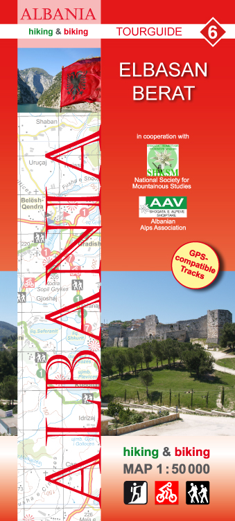 Albania Hiking and Biking Map 1:50t (6) Elbasan - Berat