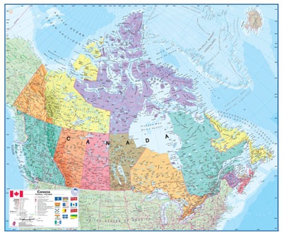 Kanada politická Terra 100x120cm lamino, plastové lišty MI