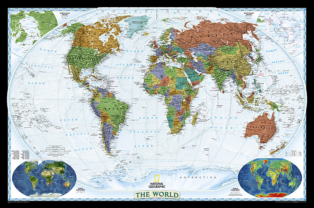 nástenná mapa Svet politický DECORATIVE 122x186cm, lamino plastové lišty NGS