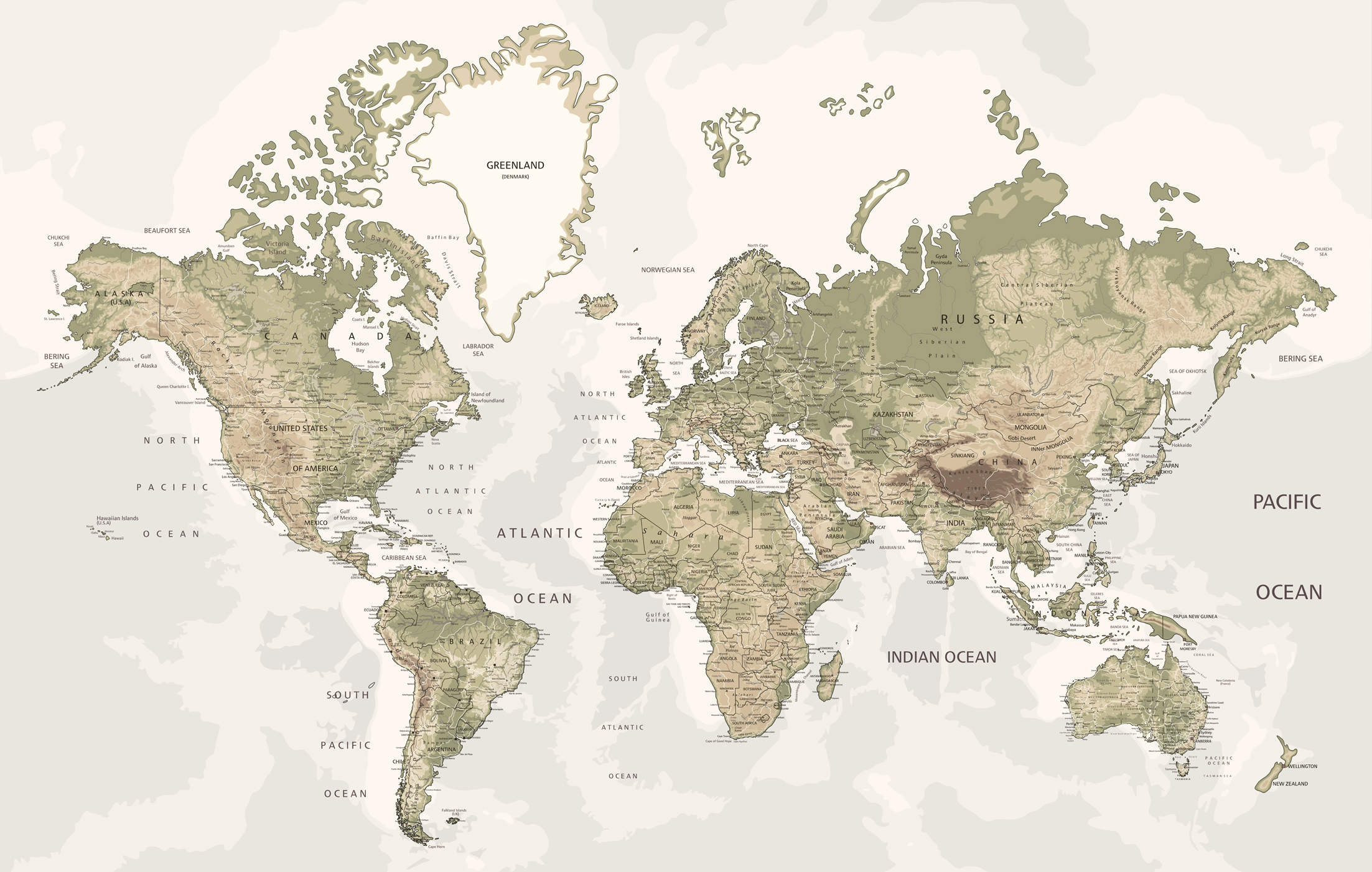 nástenná mapa Svet GREY tapeta 150x235cm / anglicky