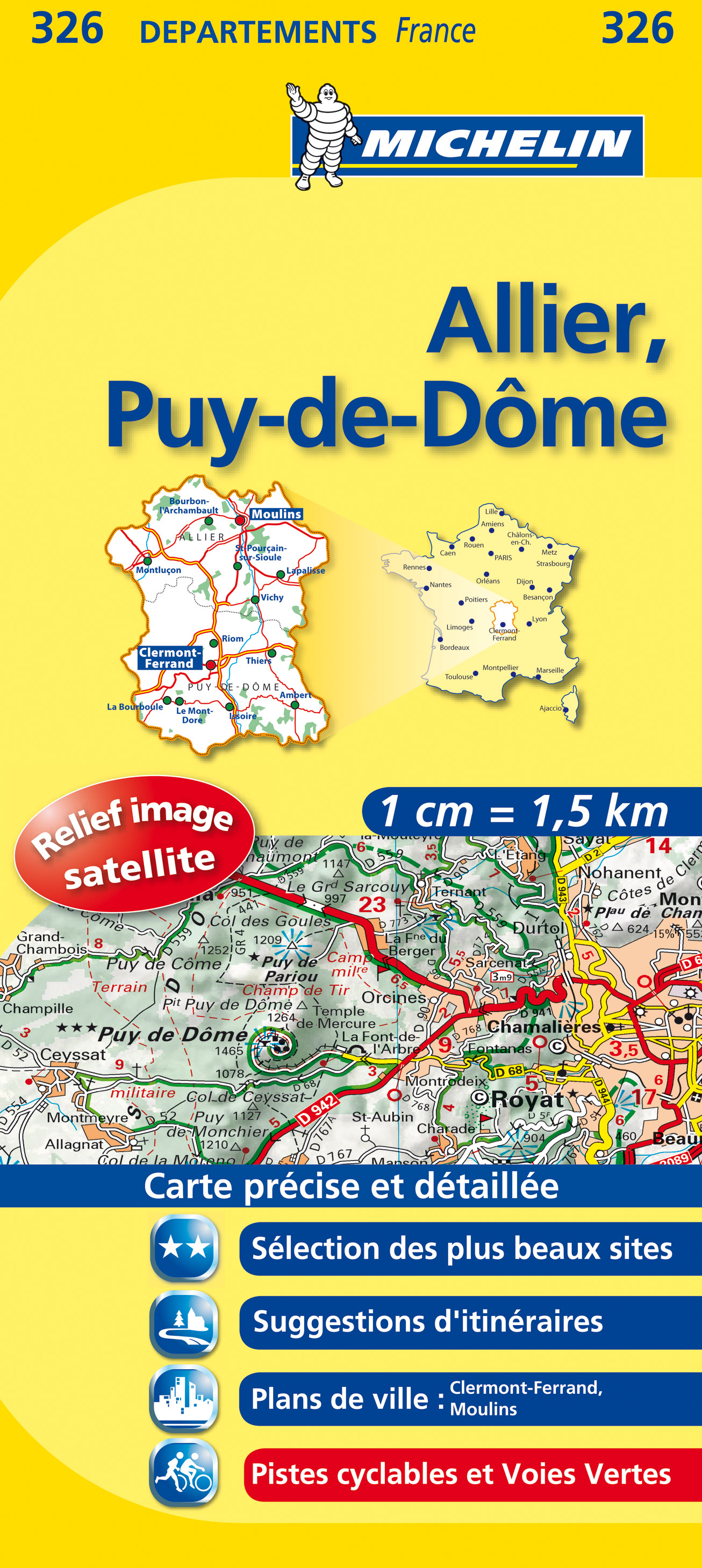 326 Allier, Puy-de-Dôme 2016 (Francúzsko) 1:150tis local mapa MICHELIN