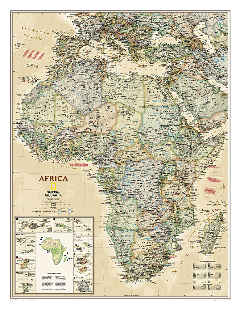 nástenná mapa Afrika politická Executive 78x61cm lamino, plastové lišty NGS