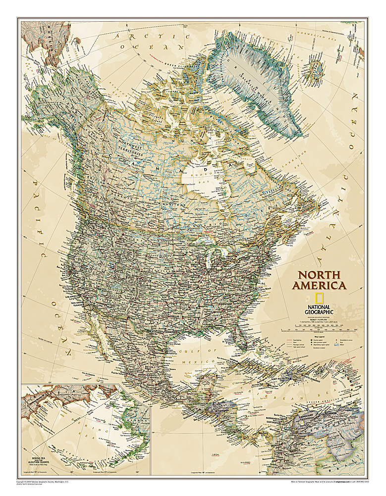 nástenná mapa Severná Amerika politická Executive 78x60cm lamino, lišty NGS