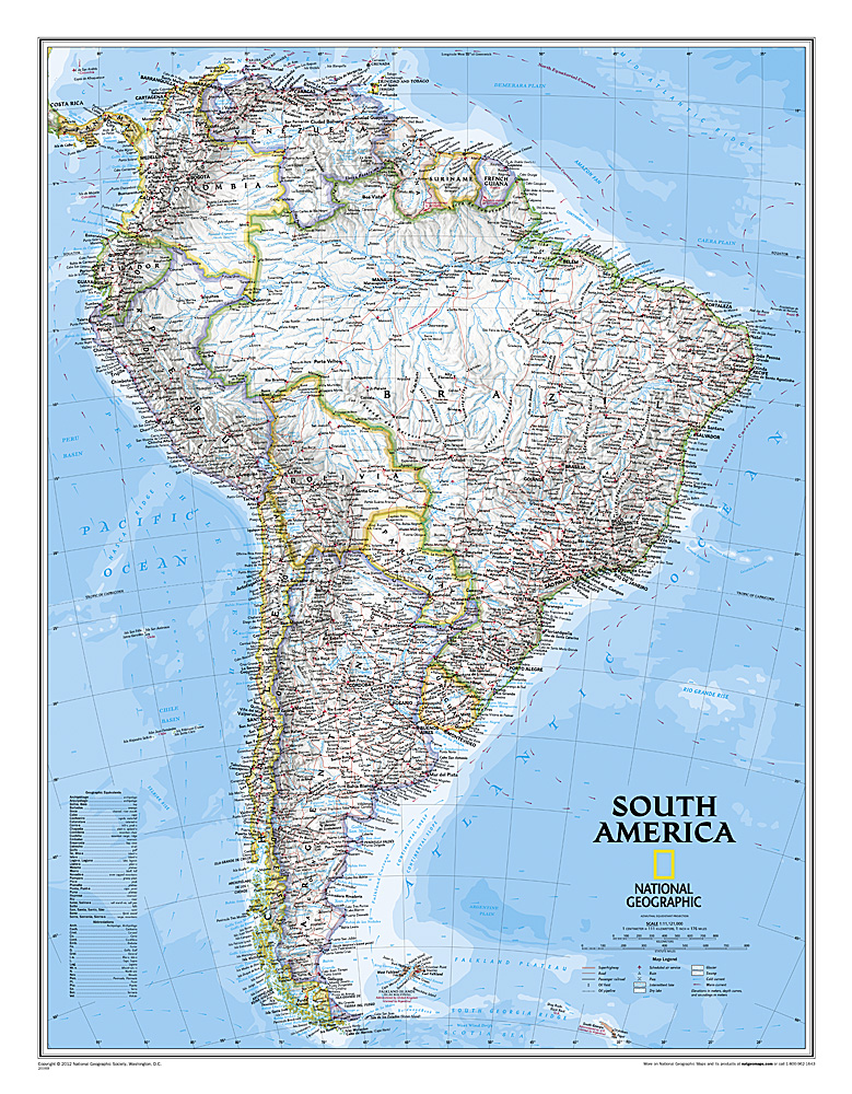 nástenná mapa Južná Amerika politická Classic 78x60cm lamino, lišty NGS