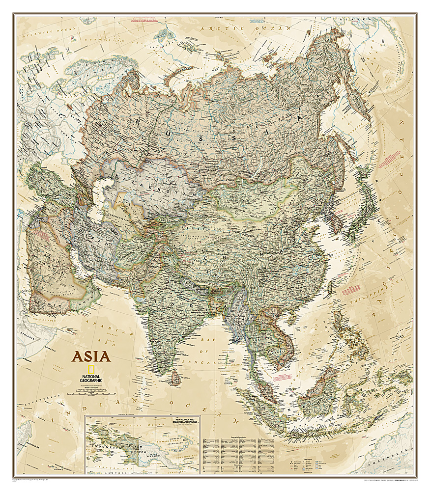nástenná mapa Ázia politická Executive 97x85cm lamino, lišty NGS