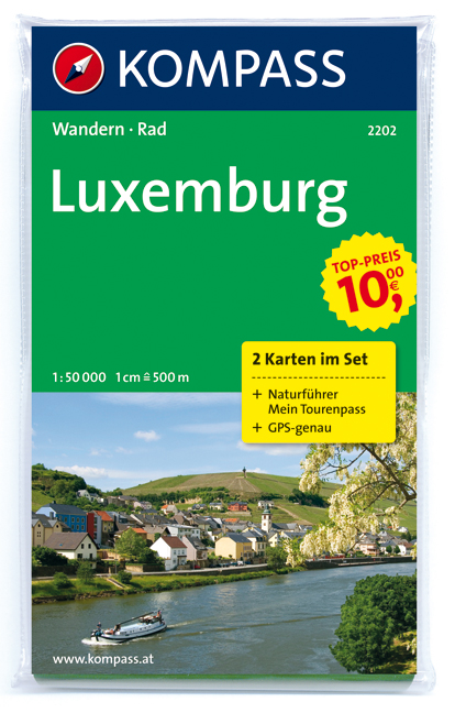 KOMPASS 2202 Luxemburg (sada 2 mapy) mit Naturführer 1:50t turistická mapa