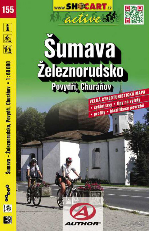 155 ŠUMAVA ŽELEZNORUDSKO, Povydří, Churáňov cykloturistická mapa 1:60t SHOCart