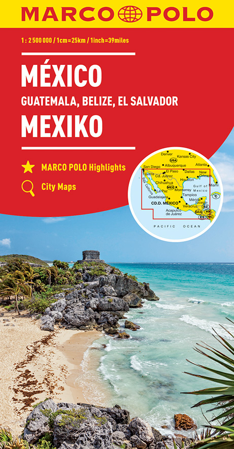 Mexiko, Guatemala, Belize, El Salvador 1:2,5mil automapa Marco Polo
