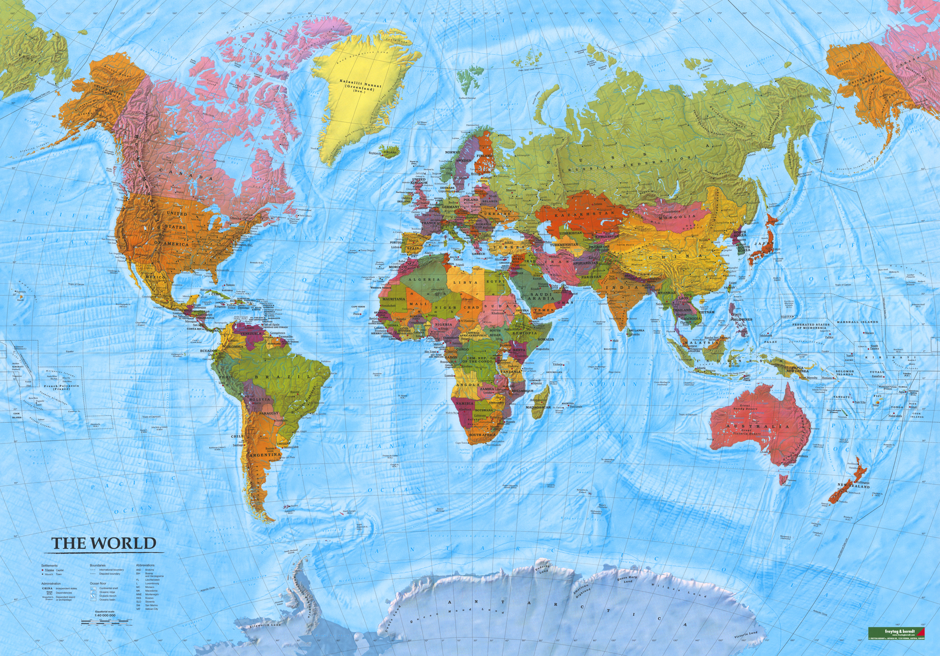 nástenná mapa Svet politický 70x100cm,1:40mil lamino, plastové lišty
