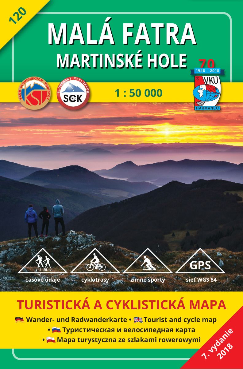 VKU120 Malá Fatra,Martinské hole 1:50t turistická mapa VKÚ Harmanec / 2018
