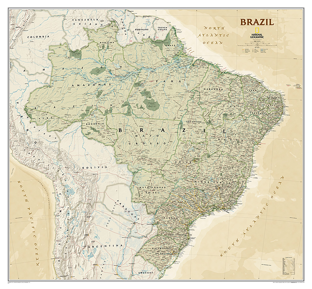 nástenná mapa Brazília Executive 97x104cm lamino, lišty NGS
