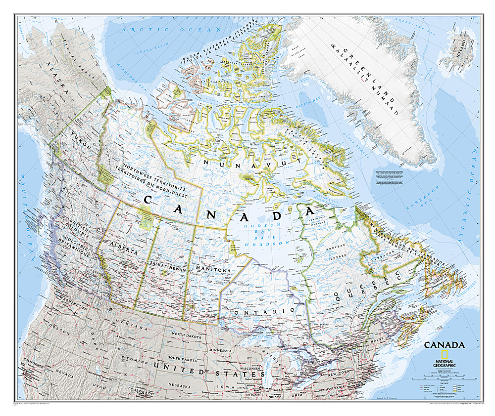Kanada Classic 82x97cm lamino, lišty NGS nástenná mapa 