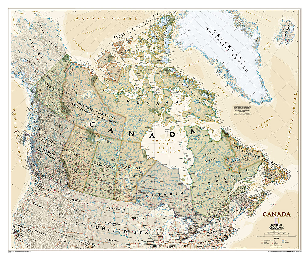 Kanada Executive 82x97cm lamino, lišty NGS nástenná mapa 