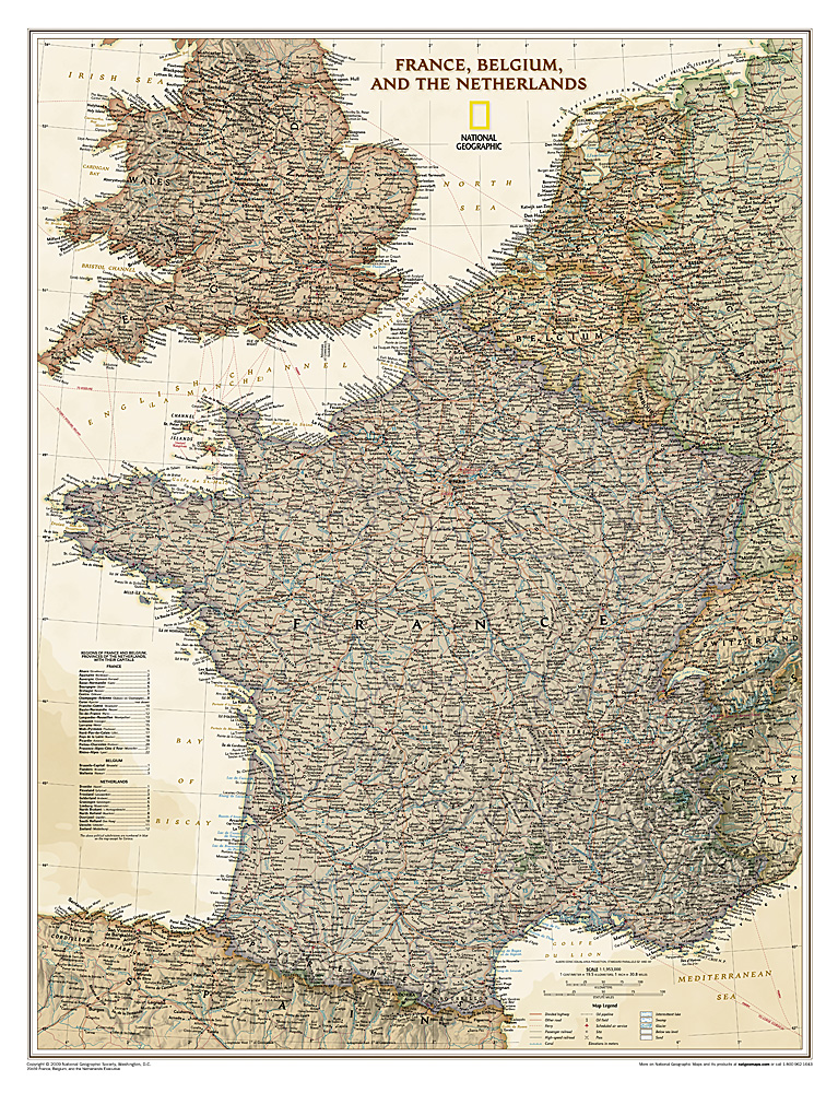 Francúzsko, Belgicko, Holandsko Executive 77x60cm lamino, lišty NGS nástenná map
