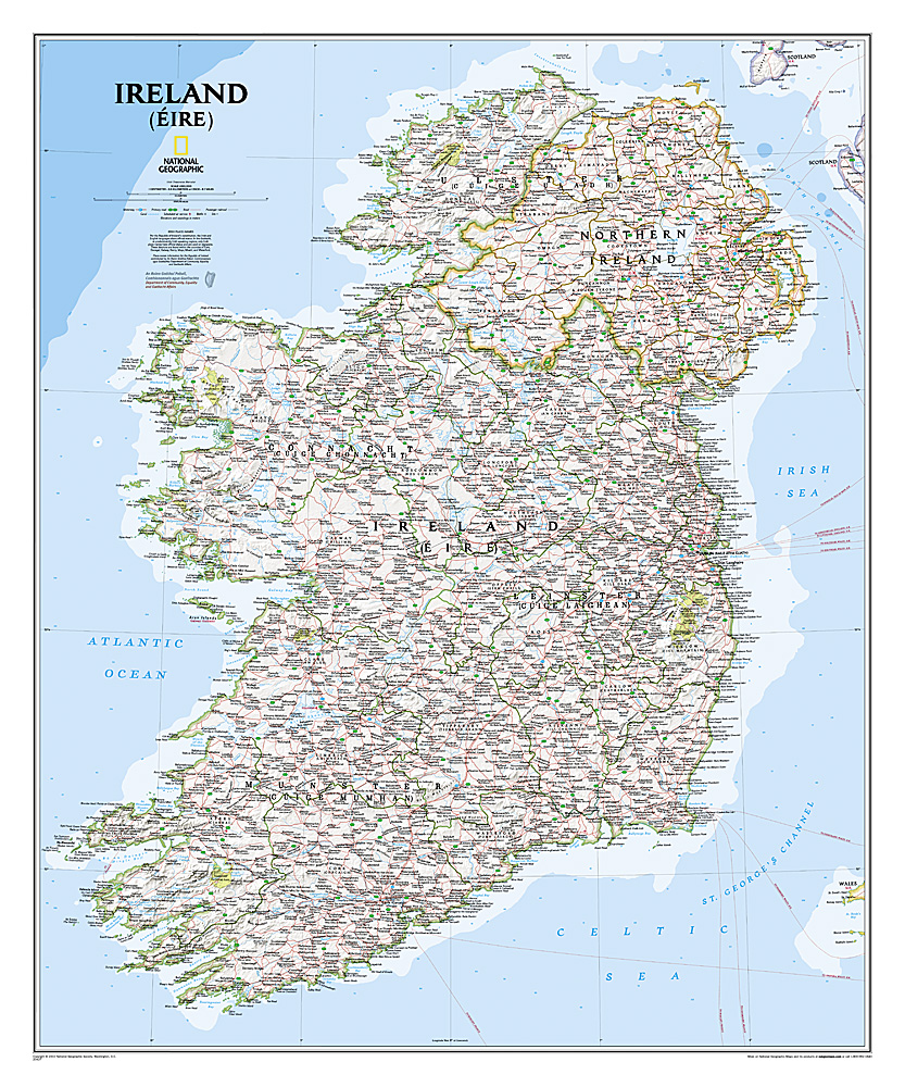 Írsko Classic 91x76cm lamino, lišty NGS nástenná mapa 