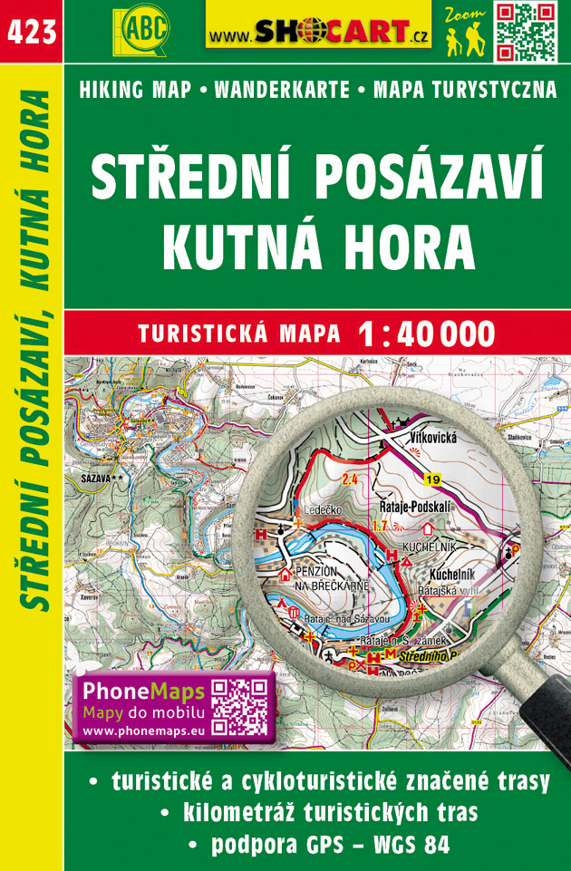 423 Stredné Posázavie, Kutná Hora turistická mapa 1:40t SHOCart