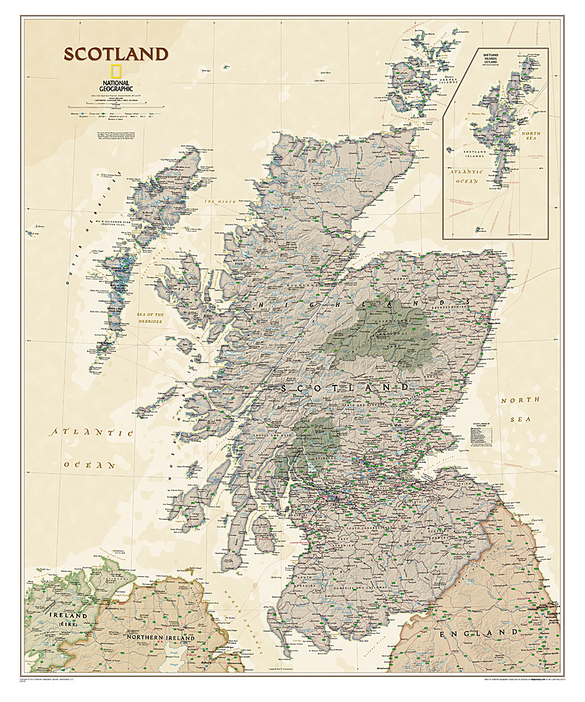 nástenná mapa Škótsko Executive 91x76cm lamino, lišty NGS