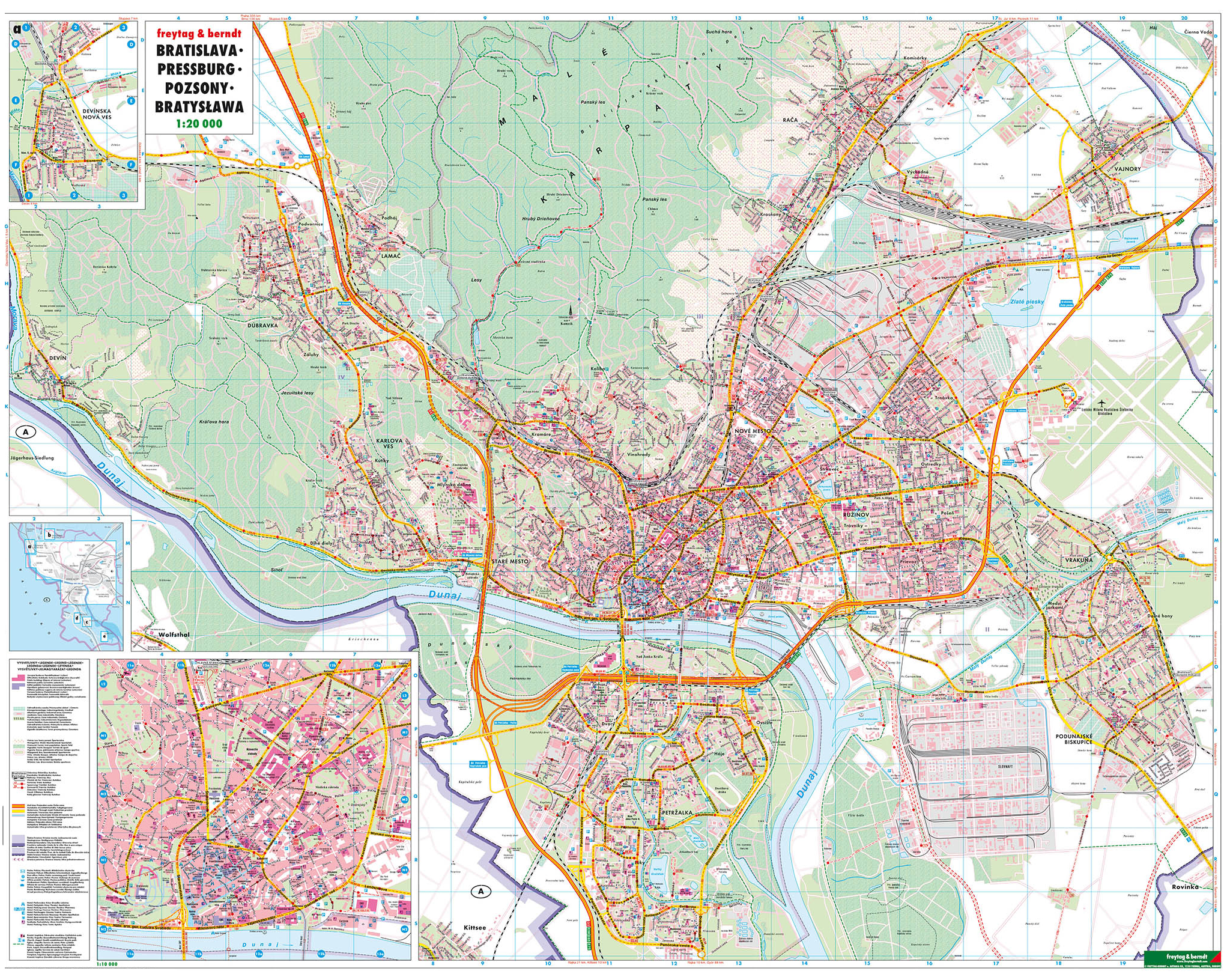 nástenná mapa Bratislava Office 77x111cm lamino, plastové lišty