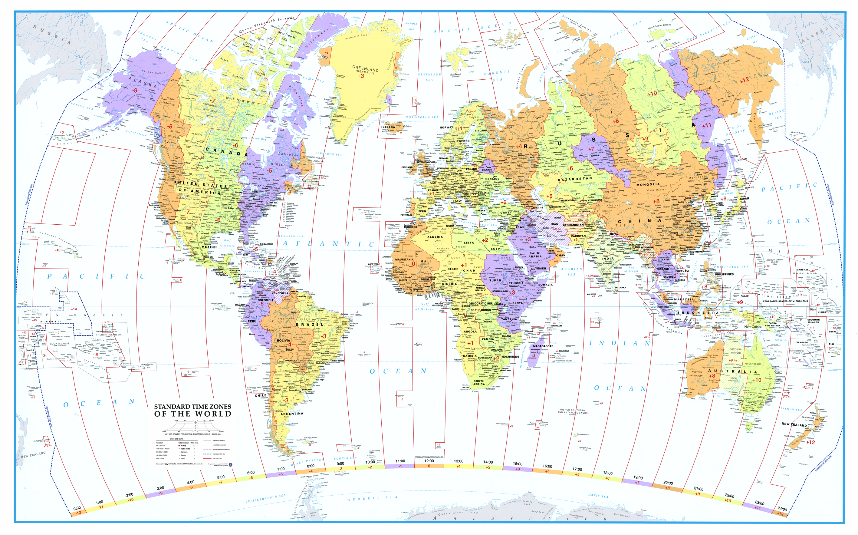 nástenná mapa Svet politický časové pásma 84x136cm lamino, lišty
