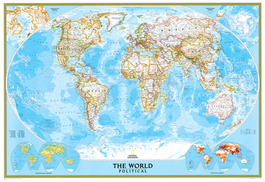 nástenná mapa Svet politický CLASSIC 77x111cm, lamino plastové lišty NGS