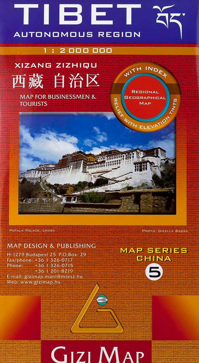 Tibet 1:2mil geografická skladaná mapa