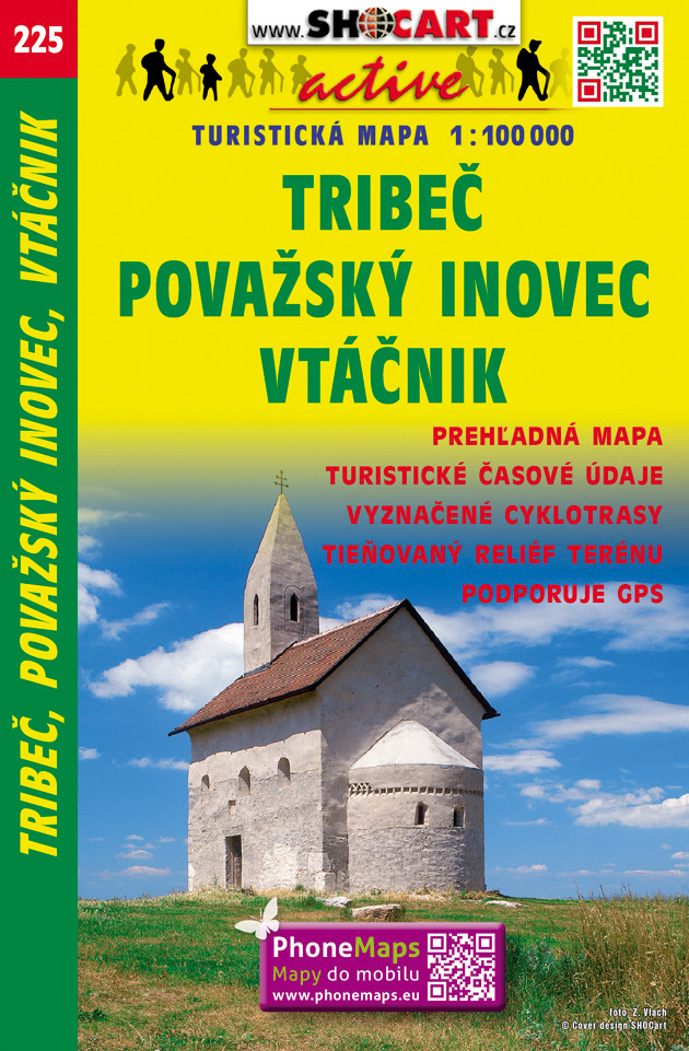 225 Tribeč, Považský Inovec, Vtáčnik turistická mapa 1:100t SHOCart