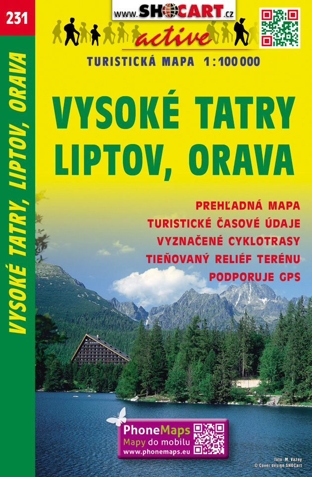 231 Vysoké Tatry, Liptov, Orava turistická mapa 1:100t SHOCart