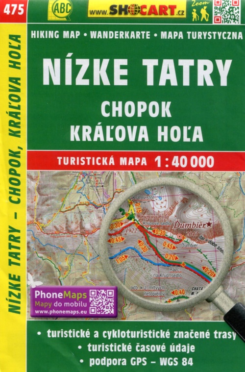 475 Nízke Tatry-Chopok, Kráľova Hoľa turistická mapa 1:40t SHOCart