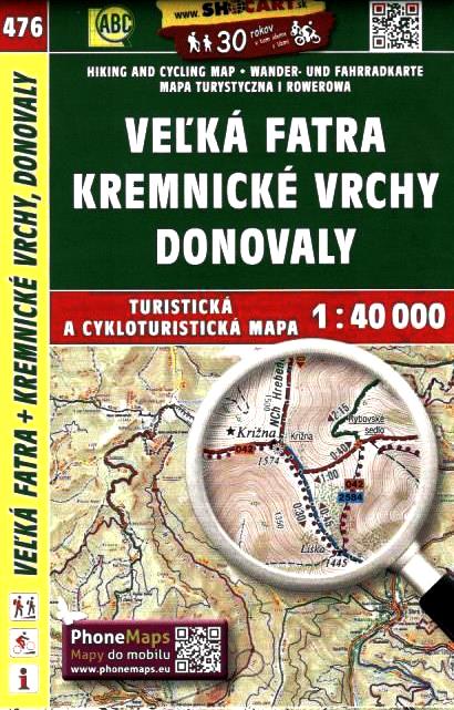476 Veľká Fatra, Kremnické vrchy, Donovaly turistická mapa 1:40t SHOCart