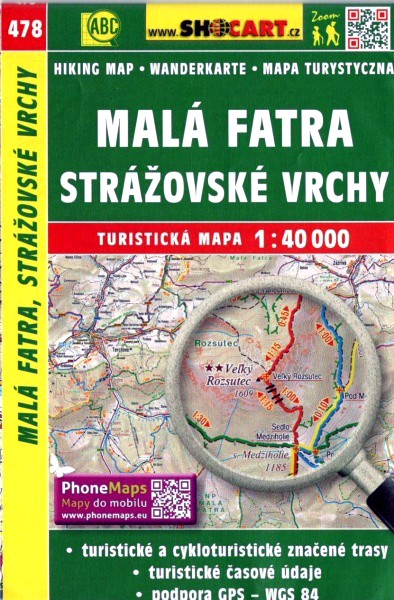 478 Malá Fatra, Strážovské vrchy turistická mapa 1:40t SHOCart