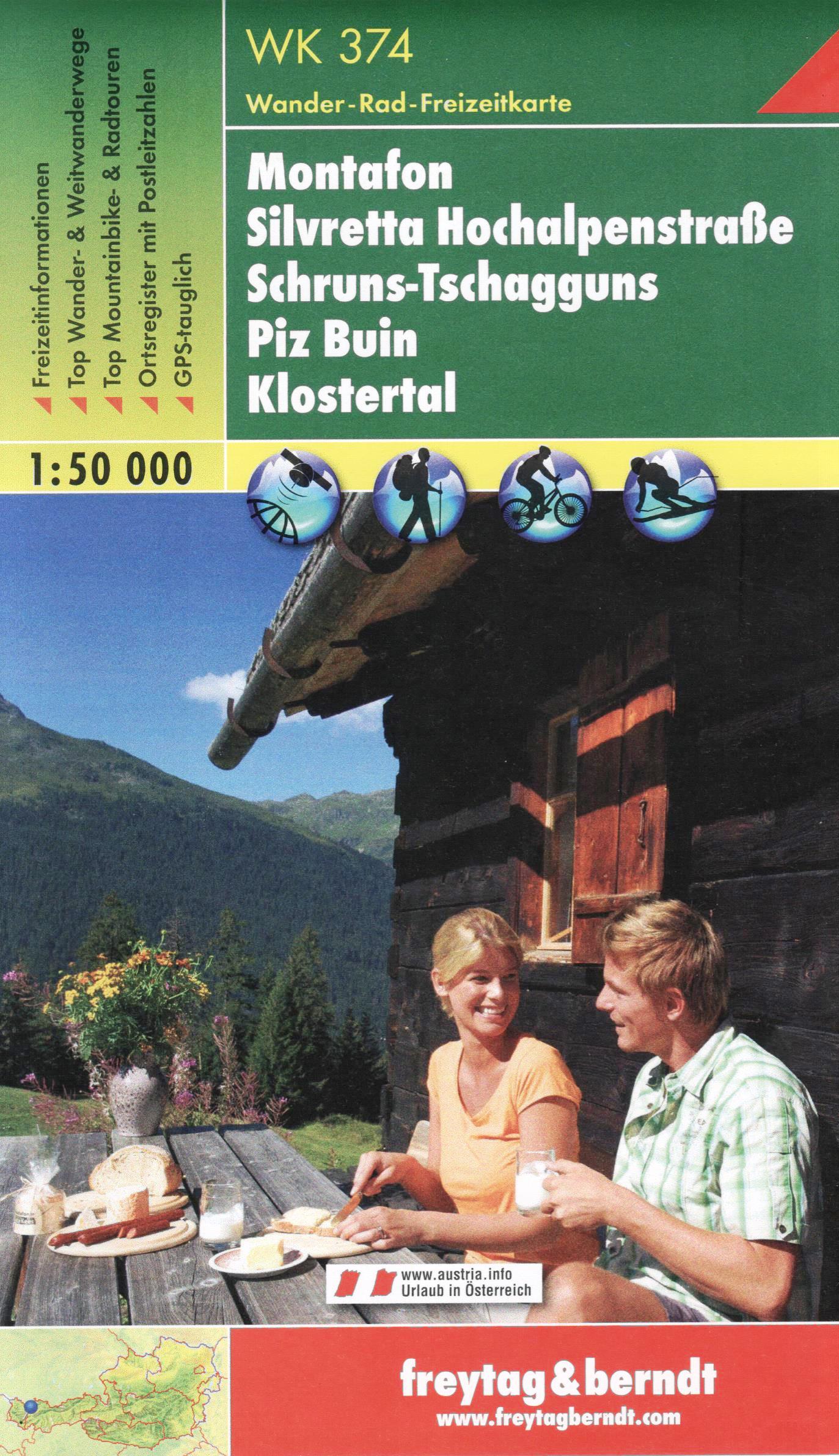 WK374 Montafon, Silvretta, Schruns Tschagguns 1:50t turistická mapa FB