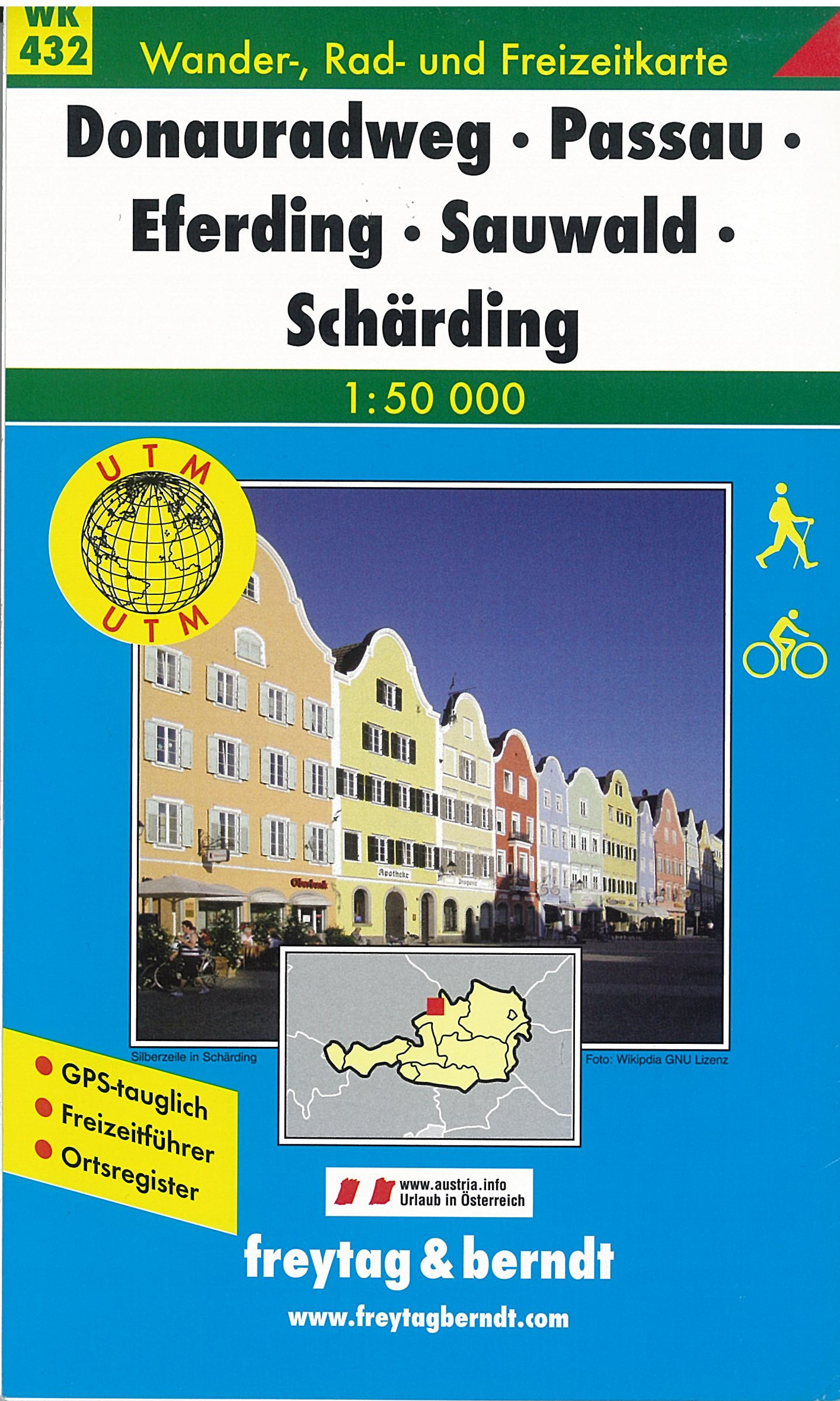 WK432 Donauradweg Passau, Eferding, Sauwald, Schärding 1:50t turistická mapa FB