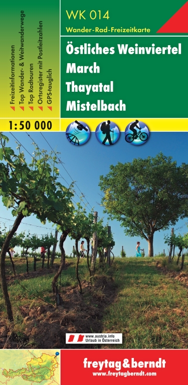 WK014 Östliches Weinviertel, March, Thayatal, Mistel 1:50t turistická mapa FB