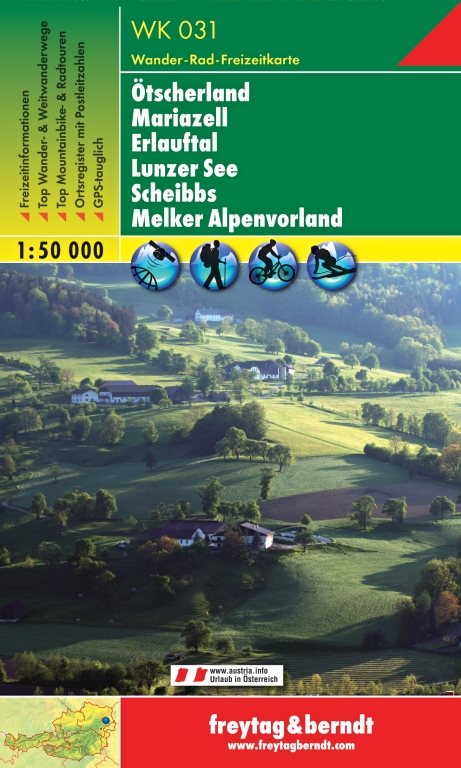 WK031 Ötscherland, Mariazell, Erlauftal, Lunzer See 1:50t turistická mapa FB