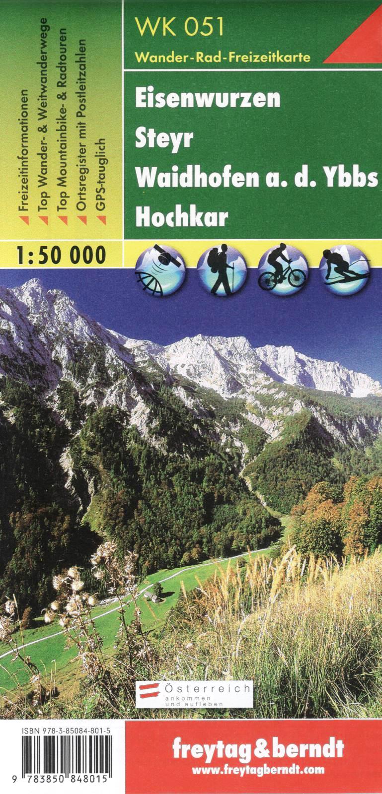 WK051 Eisenwurzen, Steyr, Waidhofen a.d. Ybbs, Hochkar 1:50t turistická mapa FB