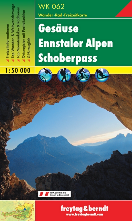 WK062 Gesäuse, Ennstaler Alpen, Schoberpass 1:50t turistická mapa FB