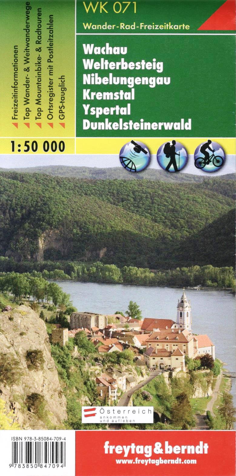 WK071 Wachau, Welterbesteig, Nibelungengau, Kremstal 1:50t turistická mapa FB
