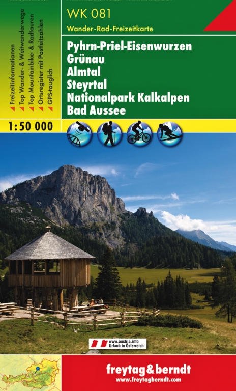 WK081 Pyhrn-Priel-Eisenwurzen, Grünau, Almtal, Steyrtal 1:50t turistická mapa FB