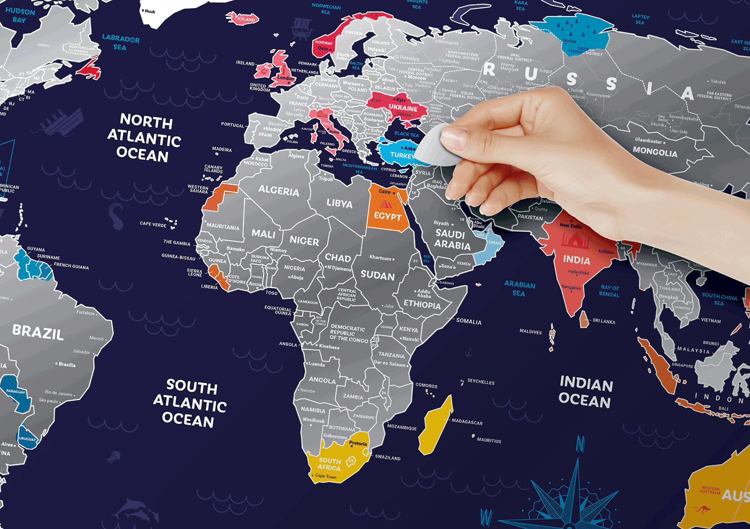 World Travel Holiday nástenná stieracia mapa sveta + tubus 60x80cm / anglicky