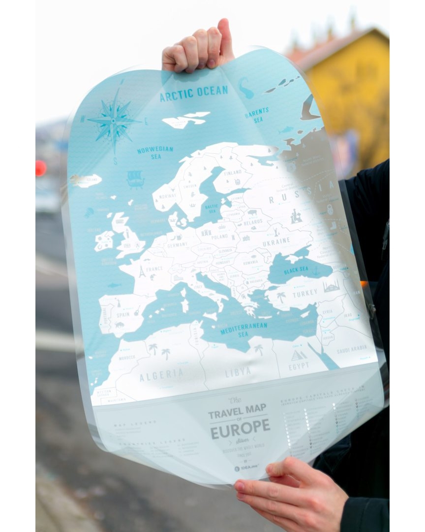 Europe Travel Silver nástenná stieracia mapa európy 40x60cm / anglicky