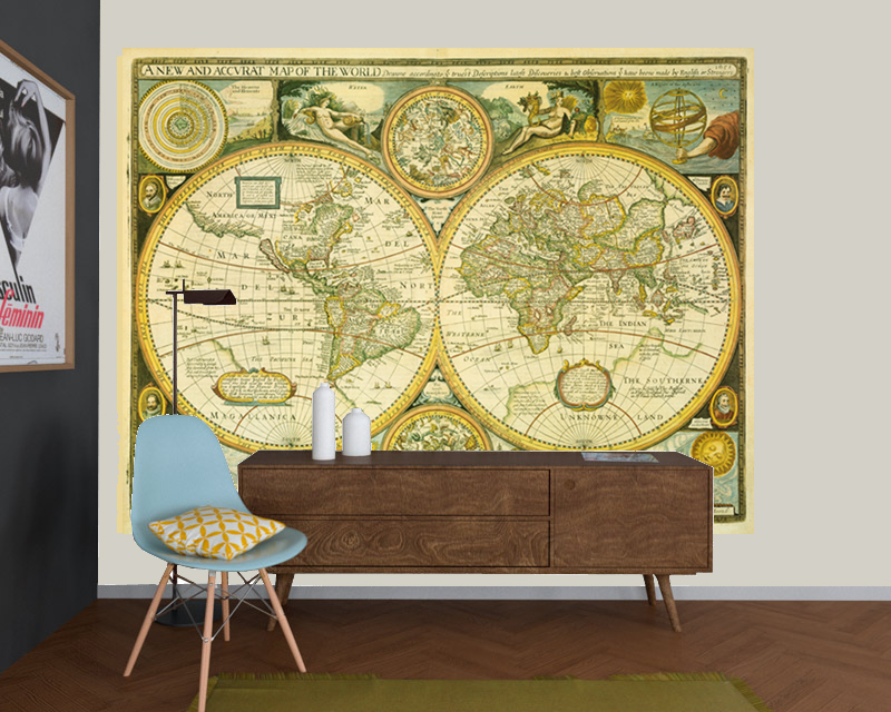 Svet historický John Speed 1651, 154x200cm tapeta nástenná mapa 