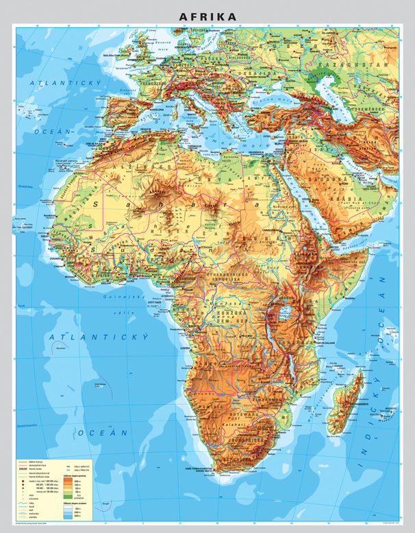 afrika mapa NÁSTENNÉ MAPY | Afrika DUO politická/fyzická 100x130cm lamino  afrika mapa