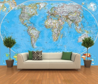 nástenná mapa Svet politický XXL CLASSIC 194x278cm, papier tapeta NGS / anglicky