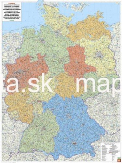 nástenná mapa Nemecko organizačné 1:700tis 128x96cm lamino, s plastovými lištami