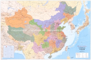 Čína politická 95,3x135,3cm lamino zapichovacia v ráme GM nástenná mapa