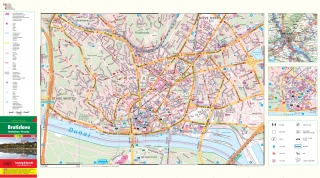 nástenná mapa Bratislava širšie centrum 44,5x81cm, 1:10t lamino, plastové lišty
