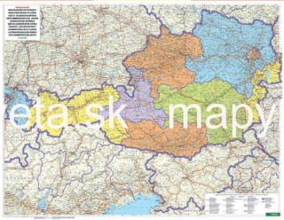 nástenná mapa Rakúsko organizačné 87x117cm, 1:500t lamino, plastové lišty