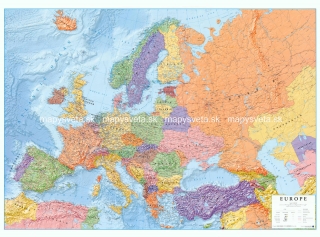 Európa politická 70x95cm zapichovacia mapa v ráme LAC nástenná mapa 
