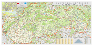 nástenná mapa Slovensko cestné XL 1:250t,90x175cm magnetická v AL ráme
